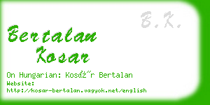 bertalan kosar business card